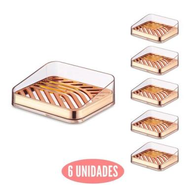 Imagem de Jogo 6 Porta Saboneteira Slin Com Ralo P Viagem Rose UZ