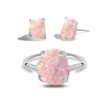 Imagem de Conjunto de Calcita Mangano - Cristal Natural, Prata 925