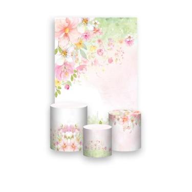 Imagem de Painel De Festa Vertical 1,50 x 2,20 + Trio De Capas Cilindro - Jardim
