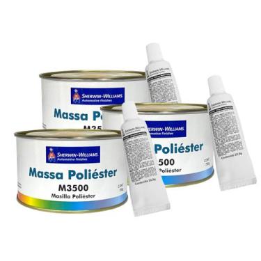 Imagem de 3 Massa Poliéster M3500 Sherwin-Williams 750 G com catalisador