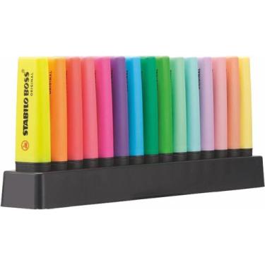 Imagem de Marca Texto Stabilo Boss Com 15 Cores 9 Fluo+ 6 Pastel + 1 Deskset, 4