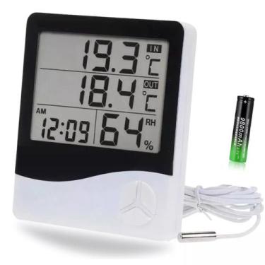 Imagem de 2 Relógio Digital Temperatura Umidade Termohigrômetro Alarme - Mundial