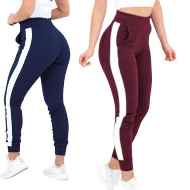 Imagem de Kit 2 Calça Feminina Jogger com Listra na Lateral em Crepe - Momentos 