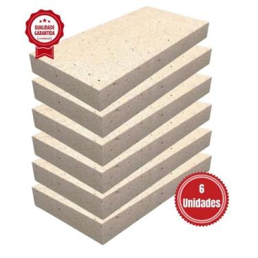 Imagem de 6 Tijolo Refratário 23x11,4x2cm Plaqueta Churrasqueira Forno - LAURIND
