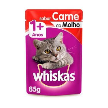 Imagem de Ração Úmida Whiskas para Gatos Adultos Carne ao Molho 85g - Leve 12 Pa