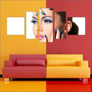 Imagem de Quadro Decorativo Maquiagem Salão De Beleza Fashion Hair 5 Peças TT16 