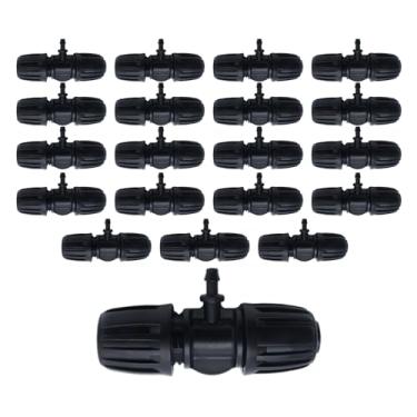 Imagem de 20 peças de acessórios de irrigação em T farpado de 1/2 polegada a 1/10.2 cm, encaixe à prova de gotejamento para tubo de irrigação (T farpado de 1/5.1 cm a 1/10.2 cm)