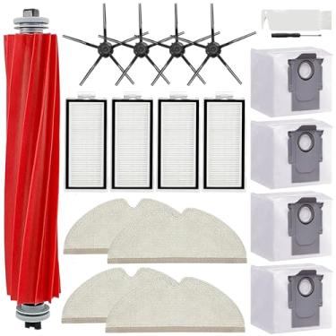Imagem de Pacote com 17 peças de substituição Roborock Q7 compatíveis com Xiaomi Mi Mijia Roborock Q7 Q7+ Q7 Max Q7 Max+, 1 escova principal, 4 filtros, 4 escovas laterais, 4 panos de esfregão, 4 sacos de