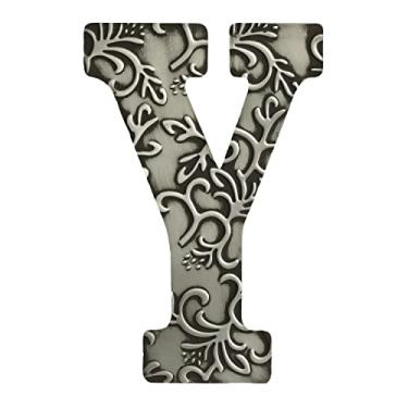 Imagem de COLLECTIVE HOME - Letras de metal para decoração de parede, alfabeto de metal em relevo preto de 35 cm, decoração de parede antiga, placas de pendurar na parede de casa de fazenda, letras rústicas para casa quarto escritório (Y)