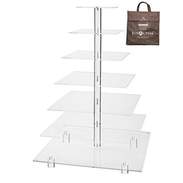 Imagem de Suporte grande para cupcake de vidro acrílico para festa de casamento, 7 camadas, torre de bolo e sobremesa - (7S) (grande com pés) por Jusalpha