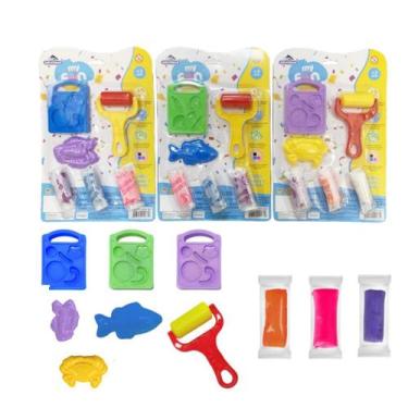 Imagem de Massinha de Modelar c/ Forminhas Rolo Mar Brinquedo Infantil - Adijoma