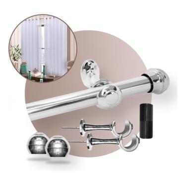 Imagem de Kit Varão Simples 2,50 Metros 28mm P/Cortina Cromado Grosso