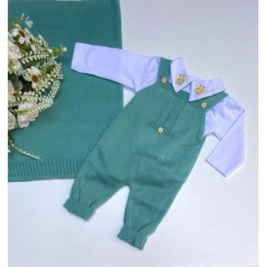 Imagem de Saida de Maternidade Menino Tricot 3 Peças Safari Girafa - Dinhos baby