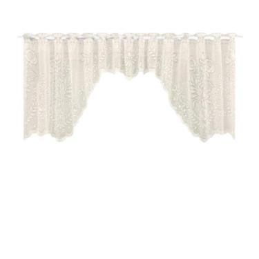 Imagem de Cortina Bando Renda Cascata Cozinha Floral Bege 2,95x1,00 - Beija Flor