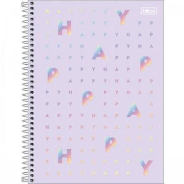 Imagem de Caderno de 10 materias 160f happy capa sortidas - Tilibra