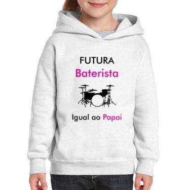 Imagem de Moletom Infantil Futura Baterista Igual ao Papai - Foca na Moda, Branc
