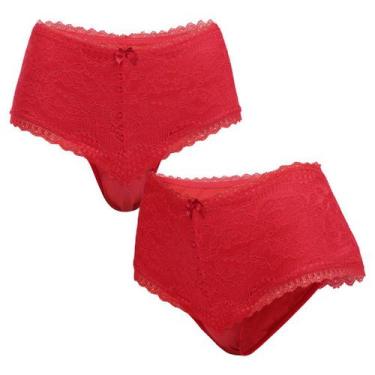 Imagem de Calcinha Tanga Caleçon cotton cós alto rendado Cintura alta - Drime, M