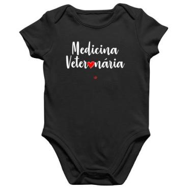 Imagem de Body Bebê Algodão Medicina Veterinária por amor - Foca na Moda, Preto,