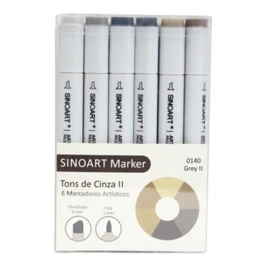 Imagem de Marcador Artístico Sinoart Marker 06 Tons De Cinza 2