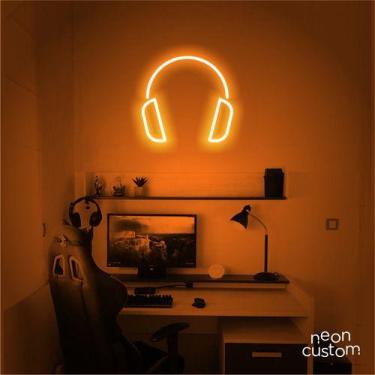 Imagem de luminaria letreiro Neon Led Fone De Ouvido 40x40 luminoso decoração p/
