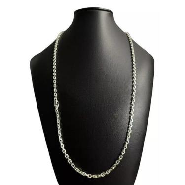 Imagem de Cordão 4mm cadeado banhado a prata 925 - ToJoia18k