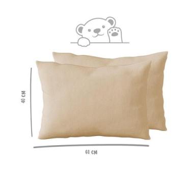 Imagem de Kit 2 Fronhas 40cm x 60cm Kids Malha 100% Algodão Lisa Nude Arrumadinh