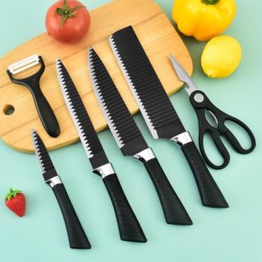 Imagem de Kit faca de inox com 6peças +1protetor de dedo/para cozinha - AMG, Pre