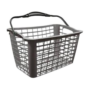 Imagem de Cesta De Supermercado 12 Litros Multiuso Reforçada Cinza Alça Preta - Siris