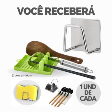 Imagem de Kit Suporte Porta Esponja Bucha Inox Para Pia Cozinha - Escolha Seu Ki