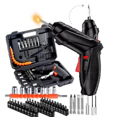 Imagem de Kit Parafusadeira Furadeira Sem Fio C/ 47 Pcs Recarregável USB Jogo de