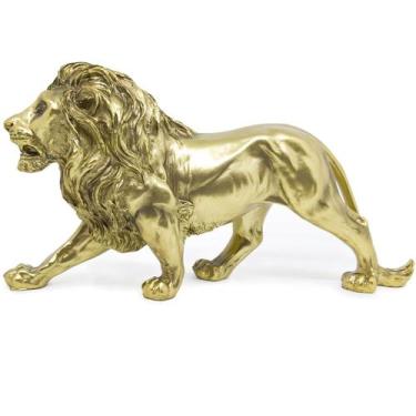 Imagem de Leão Estatueta Decorativa Escultura Enfeite Mesa Estante Prateleira De