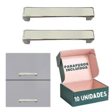 Imagem de Puxador Arquivo Cromado 96mm Gaveta Escritório - 10 Unidades - P&J