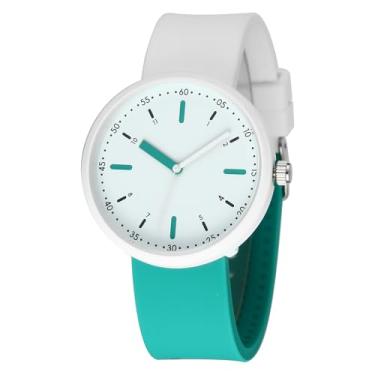 Imagem de TWOPTION Relógios femininos, relógio com relógio de amamentação em segunda mão Reloj para Mujer à prova d'água de silicone analógico, TW-0064-WE-GN