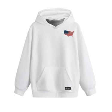 Imagem de Blusão Moletom Canguru Eua Infantil Personalizado com Capuz e Bolso - 