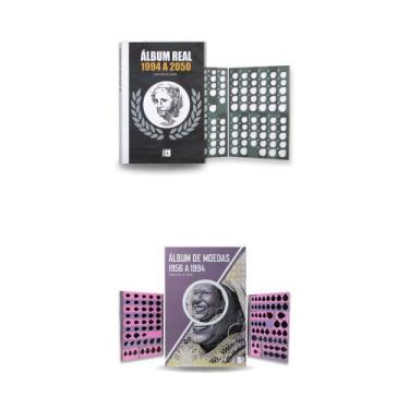 Imagem de 2 Álbuns De moedas 1956 A 2050 Real, Cruzeiro e Cruzado - Numismática 