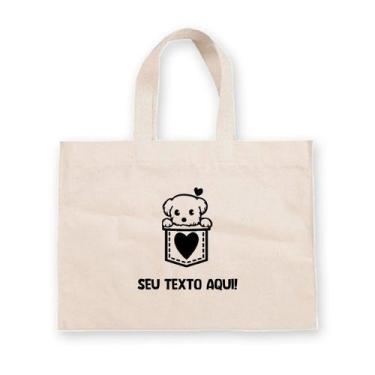 Imagem de Sacola de Algodão Cru Personalizada Love Dog - 40cm x 33cm - 1 unidade