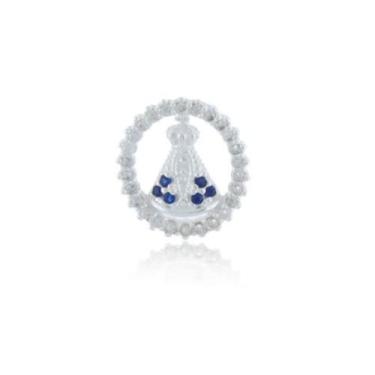 Imagem de Pingente Nossa Senhora Aparecida Prata 925 1cm x 1,4cm Zircônia Branca