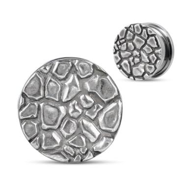 Imagem de COOEAR alargadores de orelha de aço inoxidável alargadores de carne e túneis expansores de piercing, macas combinadas com sol e lua., 9/16"(14mm), Aço inoxidável, Arenito