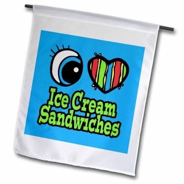 Imagem de 3dRose Coração com olhos brilhantes I Love Ice Cream Sandwiches - Bandeira de jardim, 30,48 x 45,72 cm
