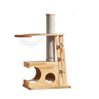 Imagem de Casa de parede de madeira com arranhador para gatos grandes, auxiliares de escalada e treinamento, brinquedo de vila, produtos para animais de estimação, acessórios para casa(C)