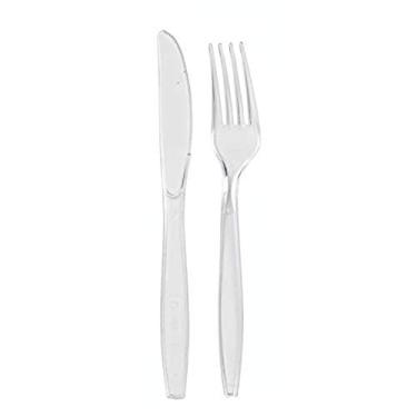 Imagem de PACKNWOOD 210CV88K31T - Kits de talheres descartáveis brancos - Majesty Cutlery Clear Kit 3/1 (faca, garfo, guardanapo) - Conjunto de talheres de plástico resistente - (19 x 4,5 cm) - (250 kits)