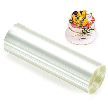Imagem de Ailaxq Colar de bolo 20 x 1,524 cm (150 μm de espessura), folhas de acetato para assar, colares de bolo de acetato transparente, tiras de bolo de mousse para assar mousse de chocolate, decoração de