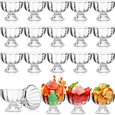 Imagem de Tigelas de sobremesa de vidro Tigelas de sorvete de tulipa 192 g Tigelas de sobremesa com pés pequenos copos de sobremesa de vidro tigela de sundae transparente tigelas fofas para trifle frutas muffins de salada bolo pudim prato de servir (18 peças)