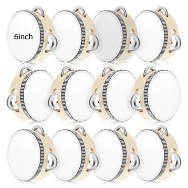 Imagem de Lukmaa Tambor de pandeiro de casamento para adultos, presente de percussão manual, madeira, metal, jingles, instrumento de bateria educacional musical para jogos de festa de casamento na igreja