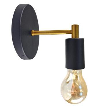 Imagem de Arandela Luminária De Parede Cama Vintage Sala Preto E Ouro - Geral
