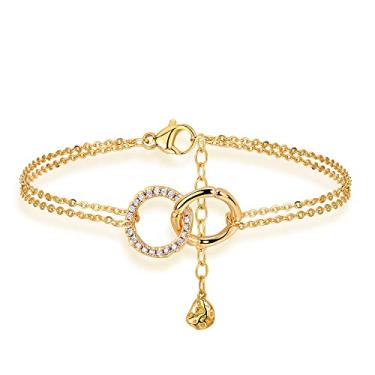 Imagem de GUEMER Tornozeleira delicada banhada a ouro 14 quilates, disco de borboleta, disco de estrela, pingente de corrente, tornozeleira, simples, minúscula, fofa, verão, praia, boho, para mulheres, joias descalço ajustáveis, Latão, Zircônia cúbica