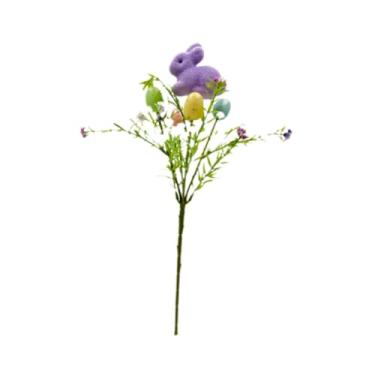 Imagem de Tachiuwa Ovo de Páscoa Pick Decoração de Páscoa Decorativa DIY Artesanato Ornamento Arranjo de flores para Festival de Vaso de Grinalsa de Primavera, Coelho Roxo