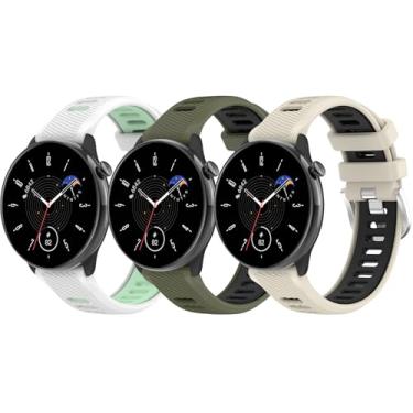 Imagem de QIEMUTER Pacote com 3 pulseiras compatíveis com Amazfit Bip 3/Bip 3 Pro/Bip U Pro/Bip/Bip Lite/Bip S/Bip U, pulseira esportiva de silicone macio de liberação rápida de 20 mm para Amazfit GTR Mini/GTS