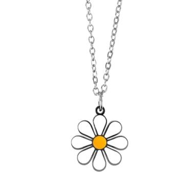 Imagem de Mikovivi Colar de margarida para mulheres, colar de margarida fofo com pingente de margarida, colar de girassol, joia de flor, presente de alegria para seu aniversário, dia dos namorados, Medium, Aço