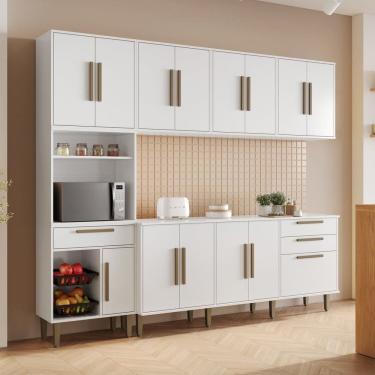 Imagem de Cozinha Completa 5 Peças 14 Portas 2 Gavetas com Fruteira Lorena Branco